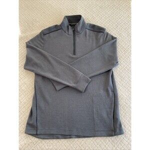 Bugatchi 1/4 Zip Pullover Sweater Mens Size Medium. Gray Striped.EUC